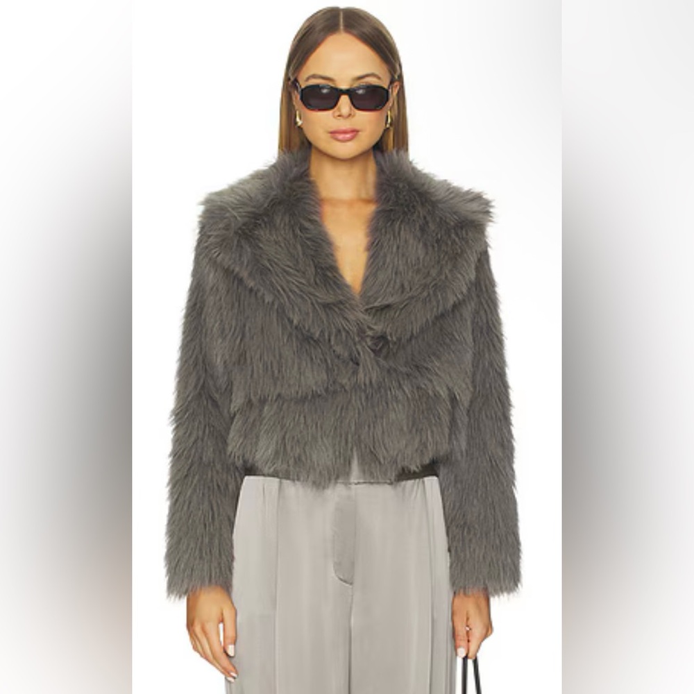 Adrienne Landau Faux Fur Teddy Jacket in Grey